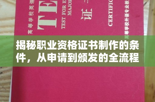 巴楚揭秘职业资格证书制作的条件，从申请到颁发的全流程解析